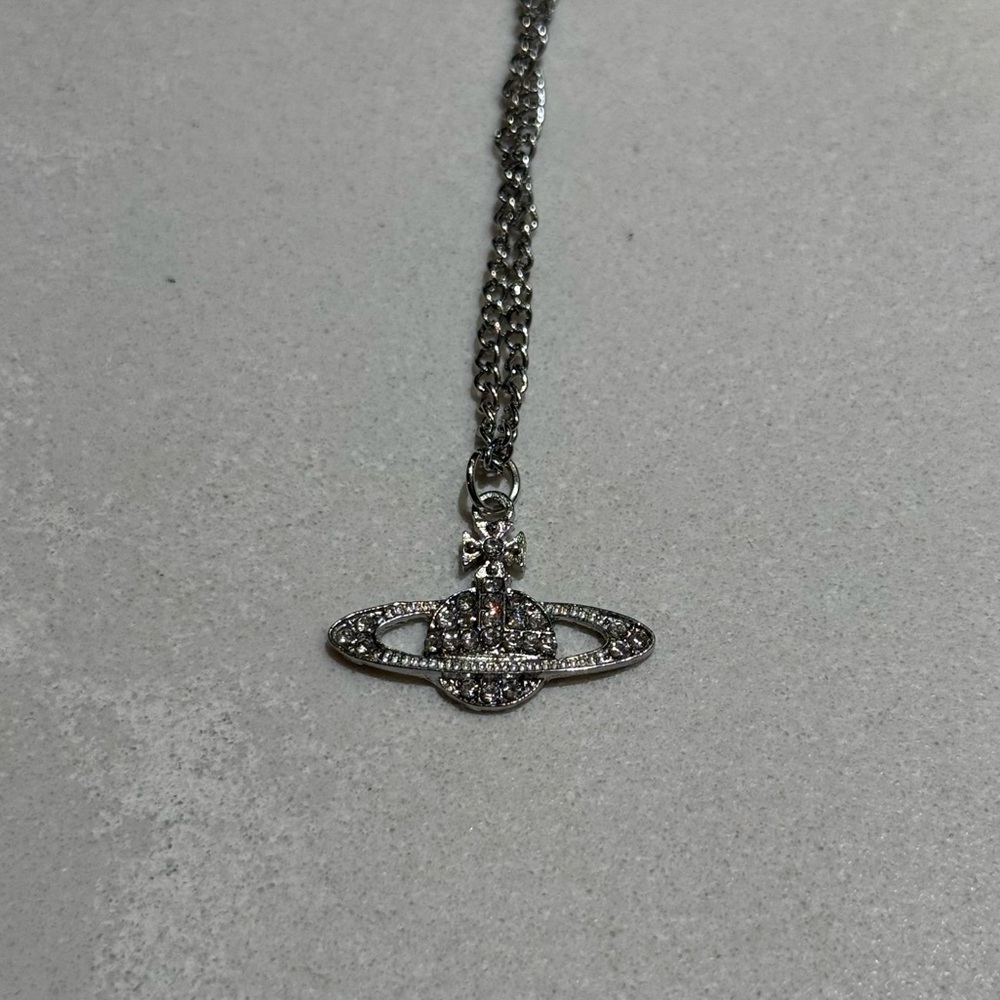 Silver zinc alloy Vivienne Westwood Style planet orb necklace